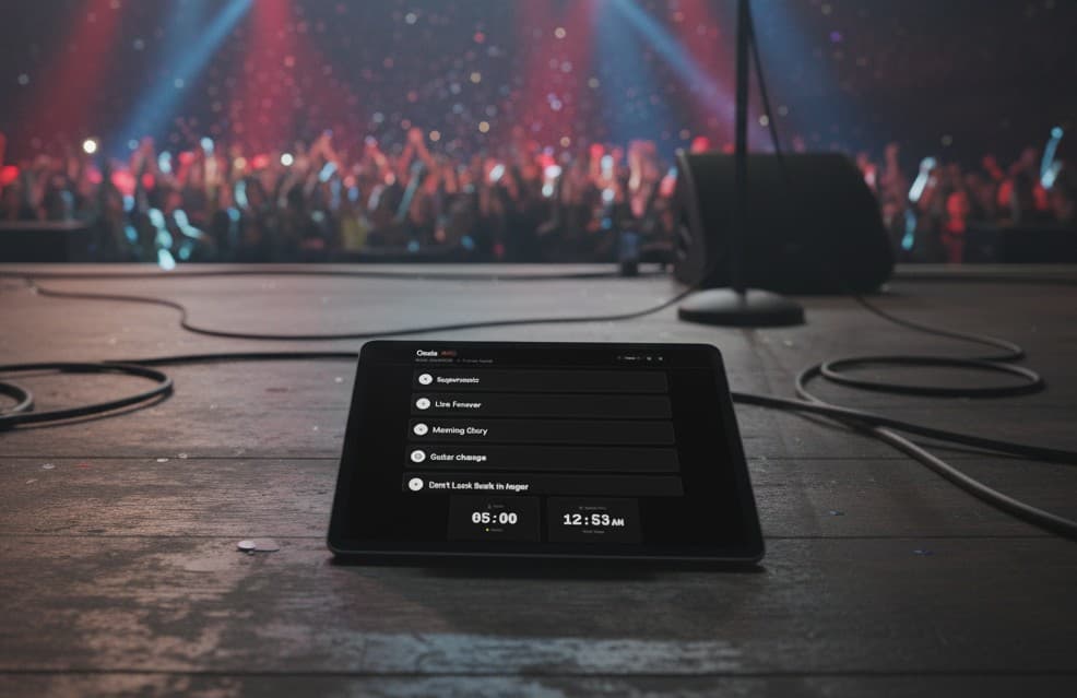 Setflow.live running on an iPad during a live concert